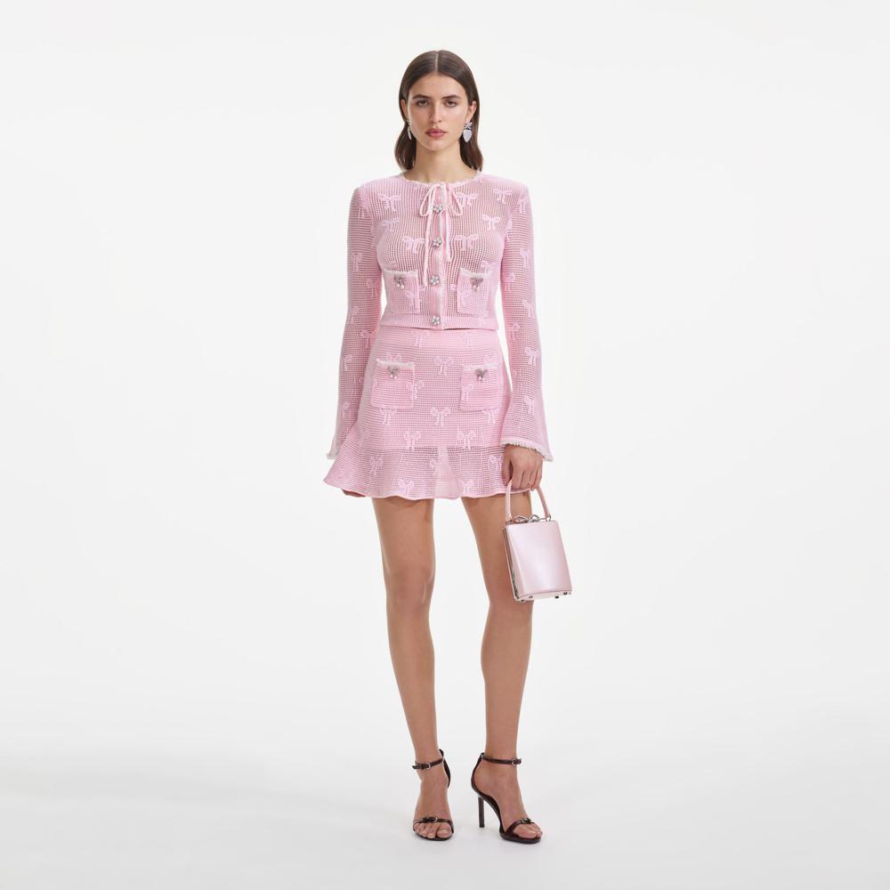 SP VIP PRICE Pink Bow Crochet Cardigan