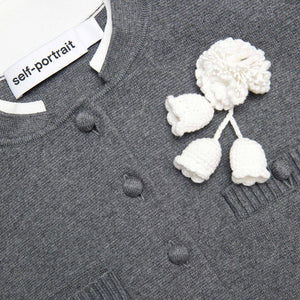 SP VIP PRICE Grey Crochet Flower Cardigan