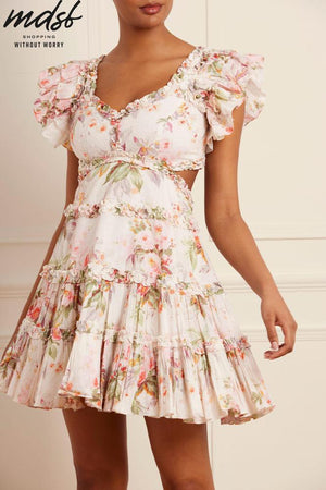 Needle & Thread SUMMER SALE Paradise Garden Cotton Backless Micro Mini Dress - multi