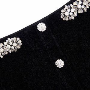 SP VIP PRICE Black Chenille Knit Crystal Trim Midi Dress