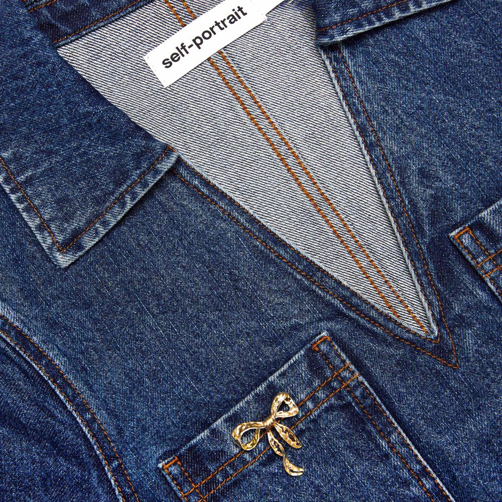 SP VIP PRICE Denim Crystal Bow Mini Dress