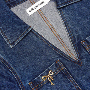SP VIP PRICE Denim Crystal Bow Mini Dress