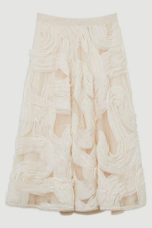 Karen Millen UK SALE Lydia Millen Textured Ruffle Midaxi Woven Prom Skirt