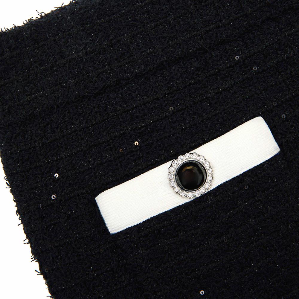 SP VIP PRICE Black Textured Knit Midi Skirt