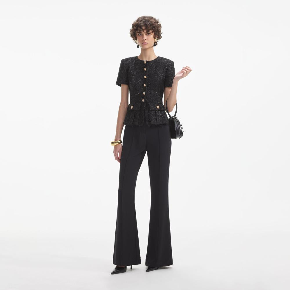 SELF PORTRAIT SS24 Black Tinsel Boucle Jumpsuit