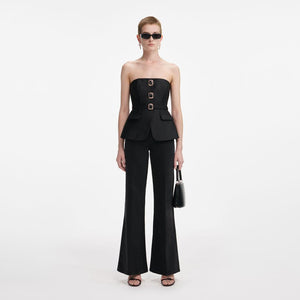 SP VIP PRICE Black Taffeta Bandeau Jumpsuit