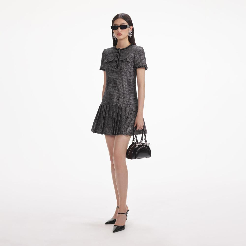 SELF PORTRAIT SS24 Metallic Boucle Mini Dress