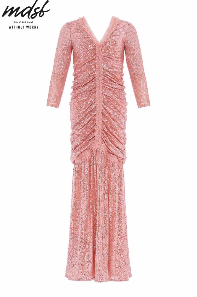 Needle & Thread CHRISTMAS SALE Starlight Long Sleeve Gown - pink