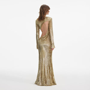 SP VIP PRICE Gold Fil Coupe Maxi Dress