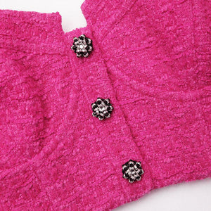 SELF PORTRAIT BLACK FRIDAY SALE Fuchsia Boucle Crop Top