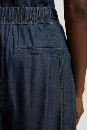 Karen Millen UK SALE Chambray Stretch Denim Wide Leg Trouser - dark blue