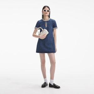 SELF PORTRAIT SS24 Embellished Denim Mini Dress