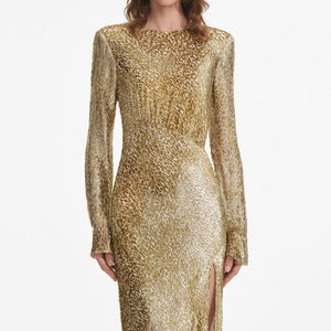 SP VIP PRICE Gold Fil Coupe Maxi Dress