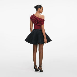 SP VIP PRICE Burgundy Rhinestone Drape Top