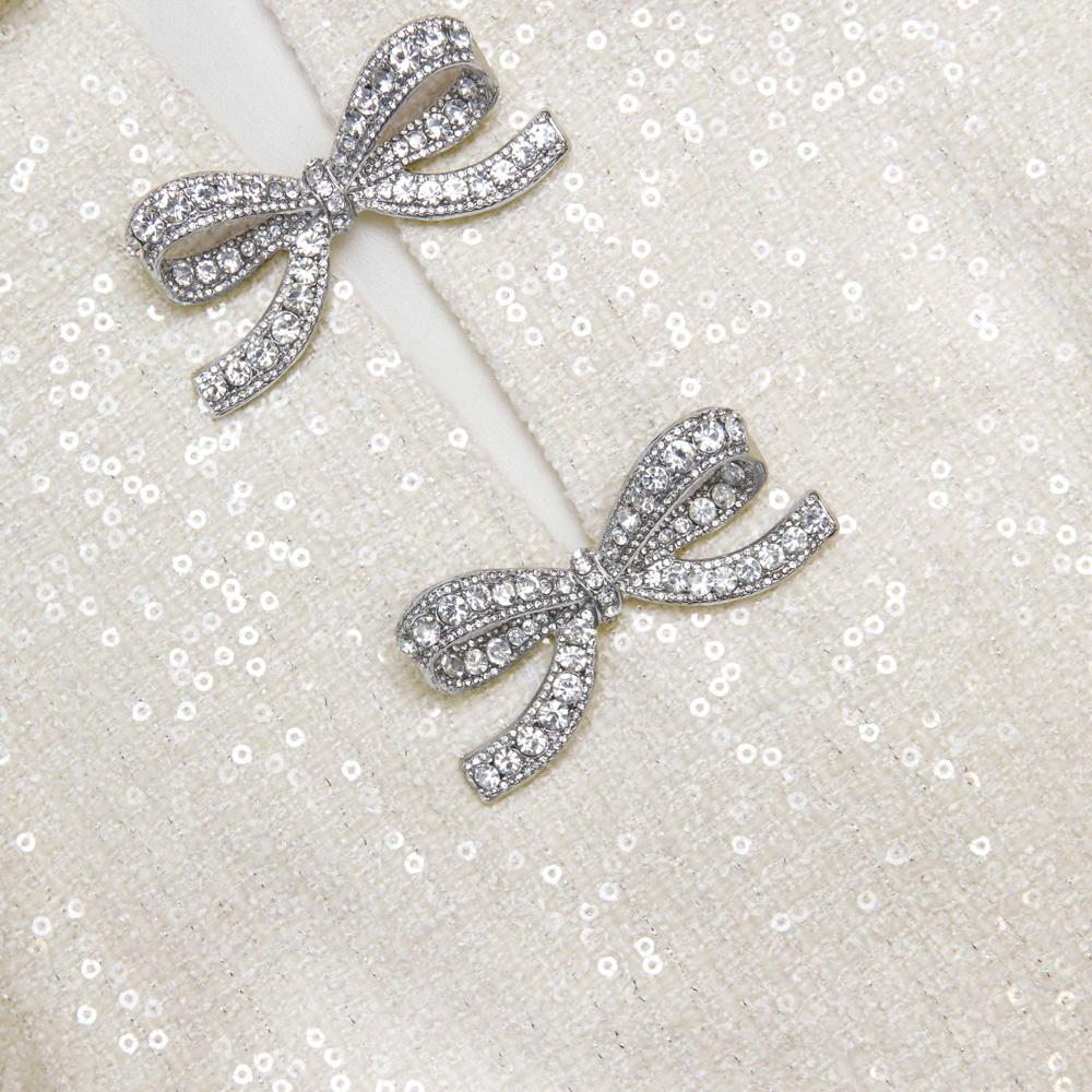 SP VIP PRICE Cream Boucle Bow Mini Dress