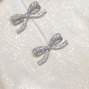 SP VIP PRICE Cream Boucle Bow Mini Dress