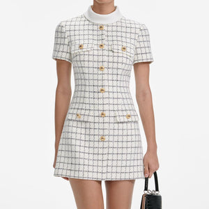 SP VIP PRICE Check Boucle Mini Dress