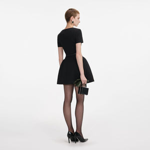 SP VIP PRICE Black Crepe Short Sleeve Mini Dress