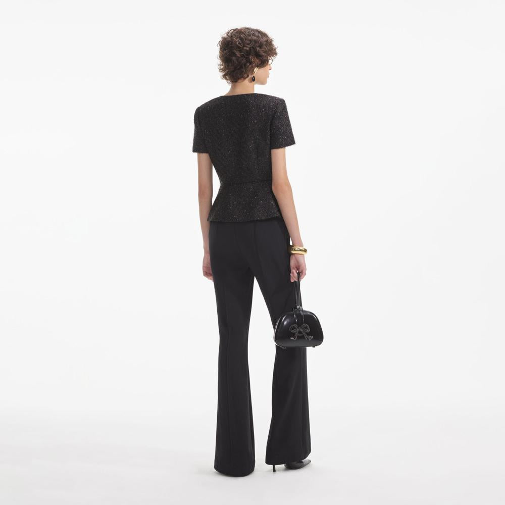 SELF PORTRAIT SS24 Black Tinsel Boucle Jumpsuit