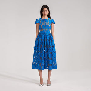 SELF PORTRAIT BLACK FRIDAY SALE Blue Poppy Midi Dress