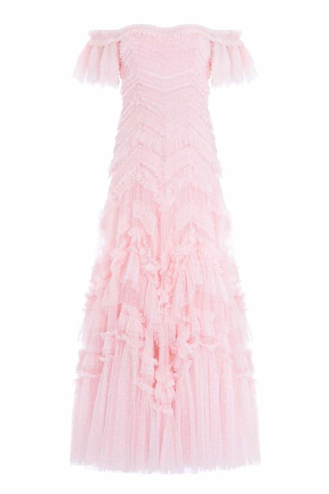 Needle & Thread CYBER SALE Elia Off-Shoulder Gown - pink