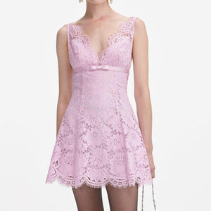 SP VIP PRICE Pink Floral Lace Mini Dress
