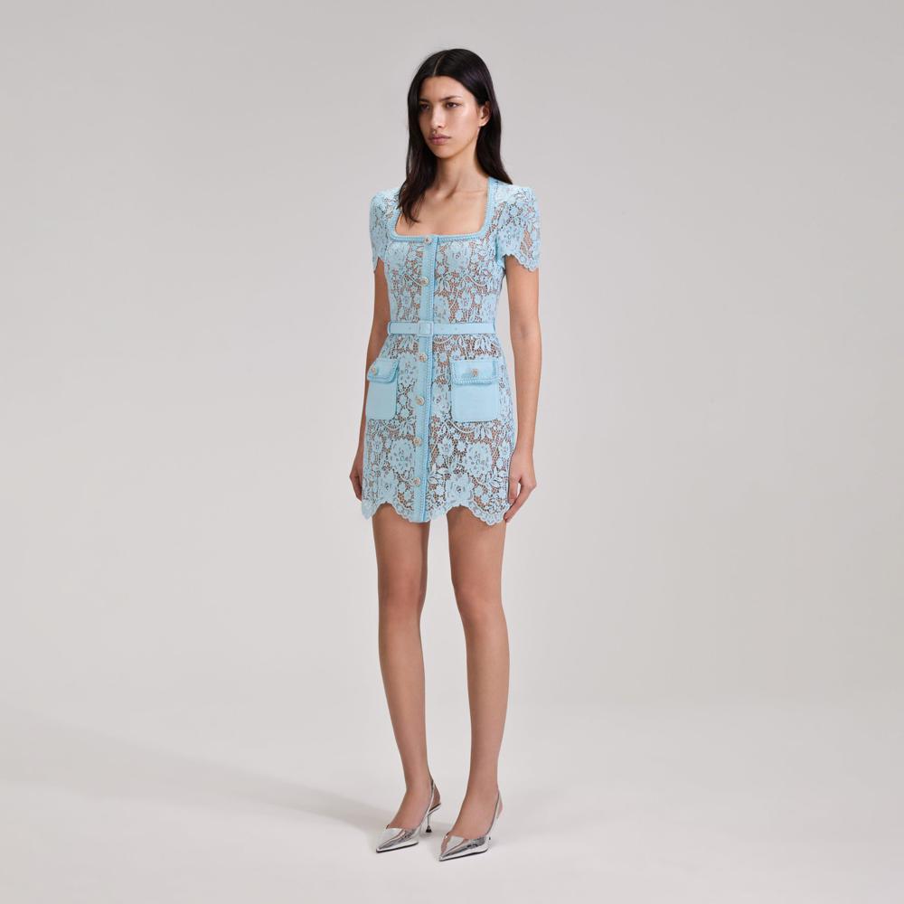 SELF PORTRAIT BLACK FRIDAY SALE Pale Blue Lace Mini Dress