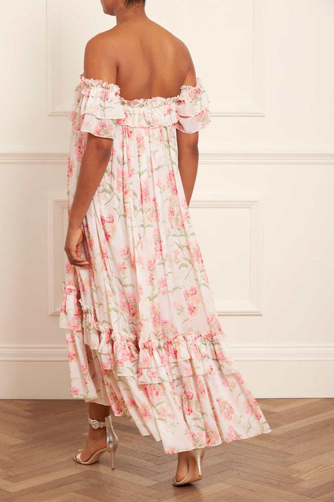 Needle & Thread SPRING/SUMMER Summer Posy Aria Chiffon Off-Shoulder Ankle Gown - multi