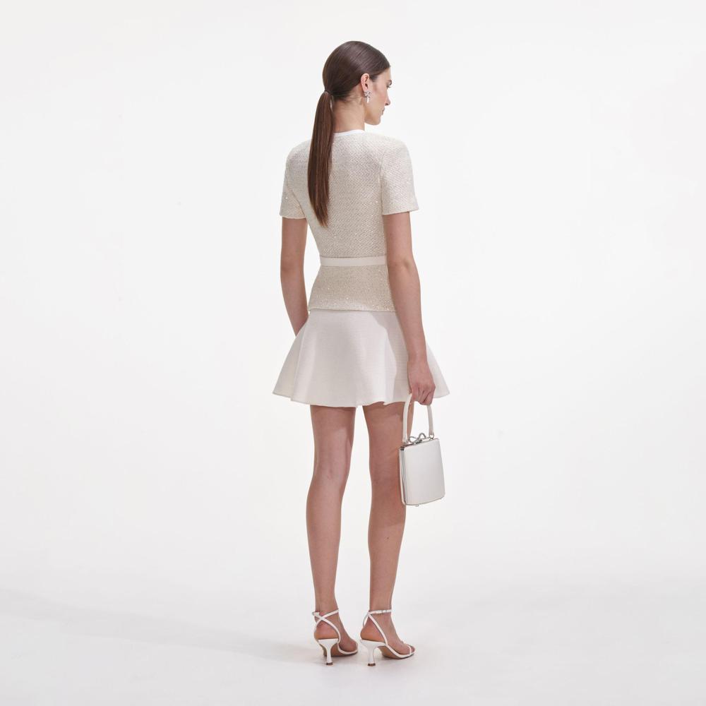 SP VIP PRICE Cream Sequin Knit Mini Dress