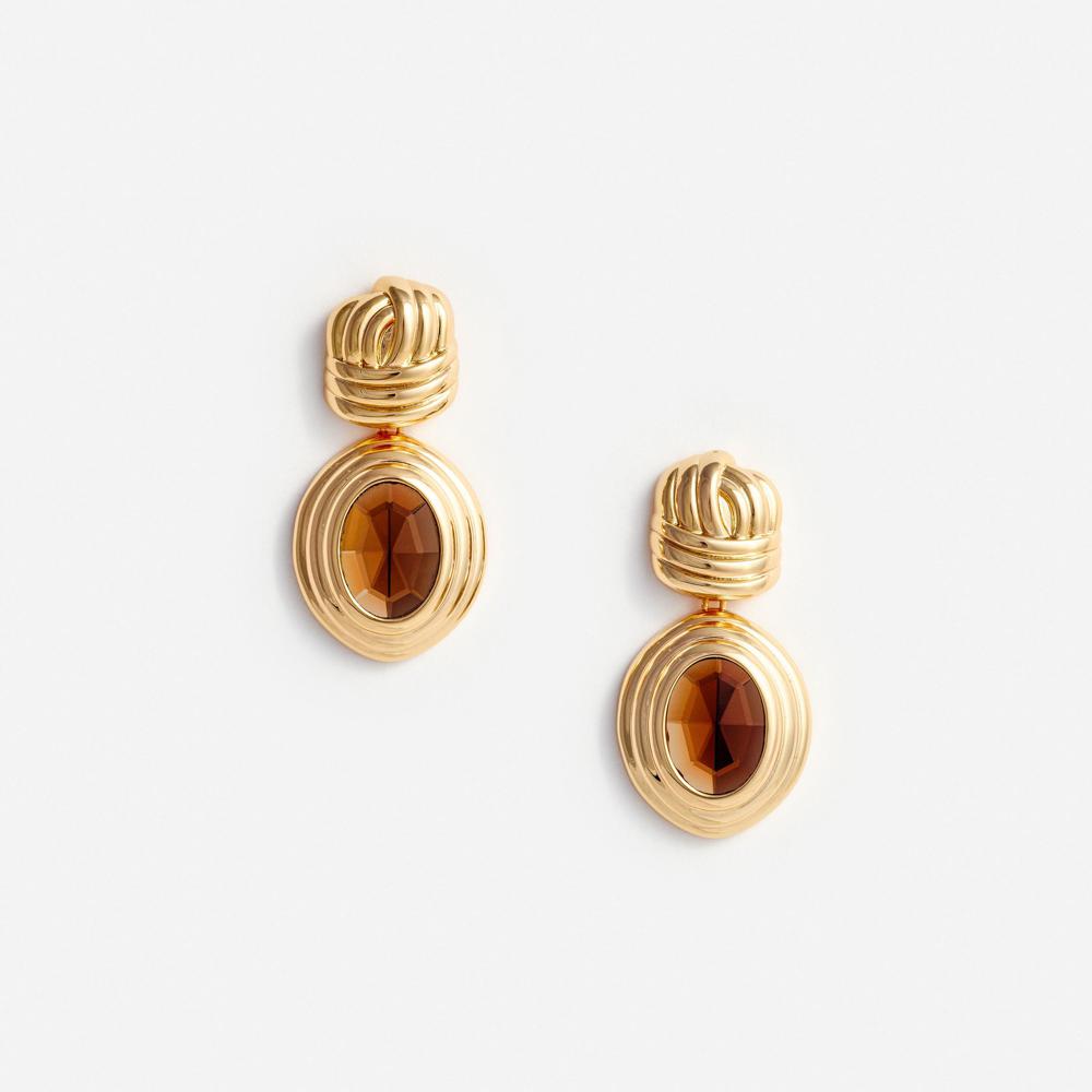SP VIP PRICE Gold Knot Tiered Amber Earrings