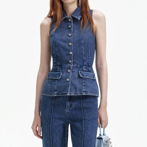 SELF PORTRAIT BLACK FRIDAY SALE Blue Denim Jumpsuit