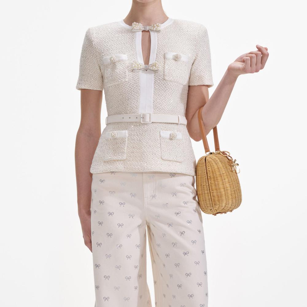 SP VIP PRICE Cream Sequin Knit Top