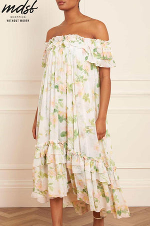 Needle & Thread PO and SALE Immortal Rose Aria Chiffon Off-Shoulder Ankle Gown - multi