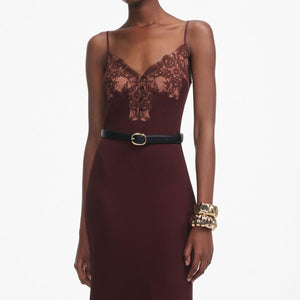 SP VIP PRICE Brown Lace Insert Midi Dress