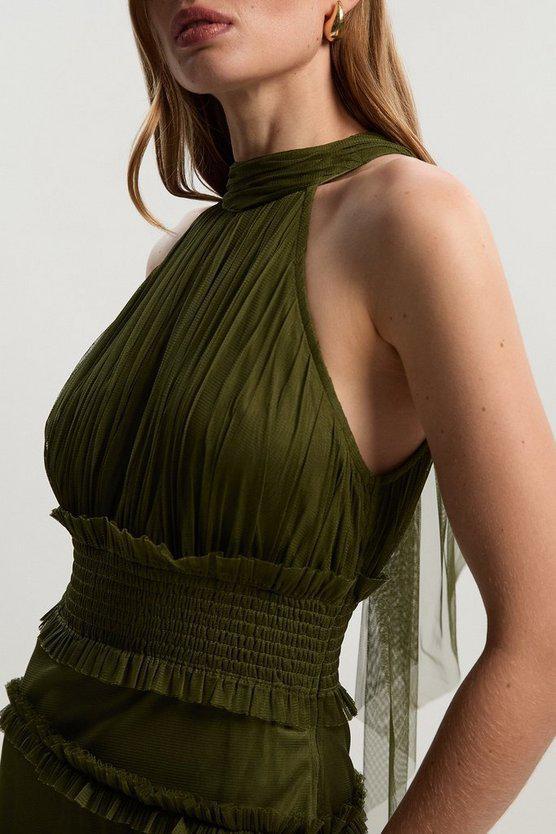 Karen Millen UK SALE Tulle Layered Halter Neck Maxi Dress