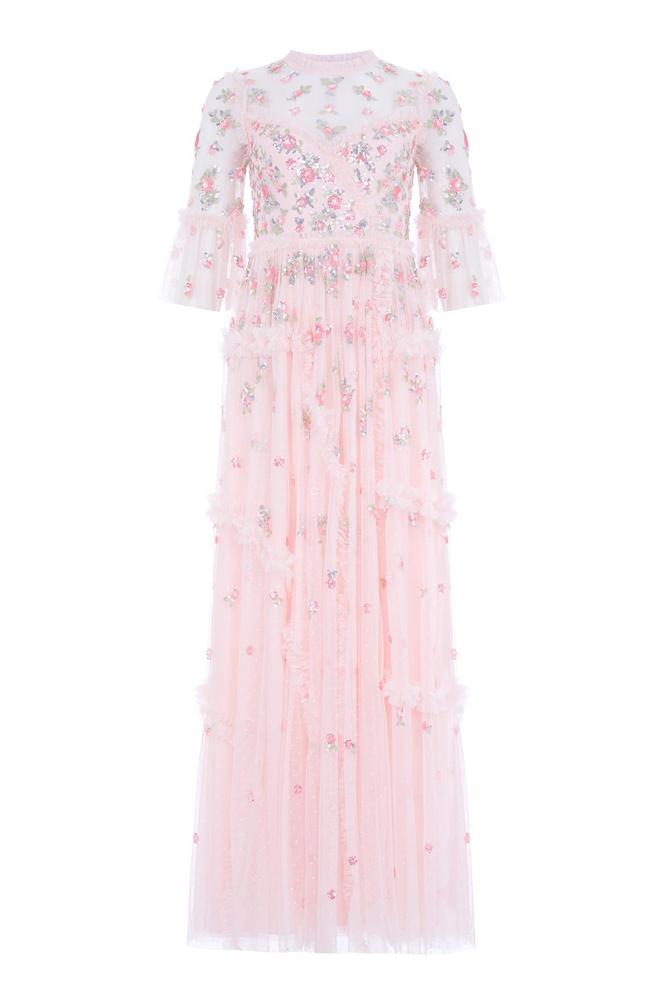 Needle & Thread CYBER SALE Shimmer Ditsy Long Sleeve Gown - pink