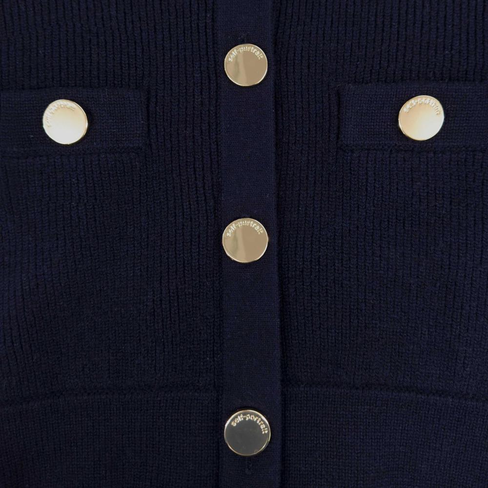 SELF PORTRAIT SS25 VIP PRICE Navy Relaxed Fit Cardigan