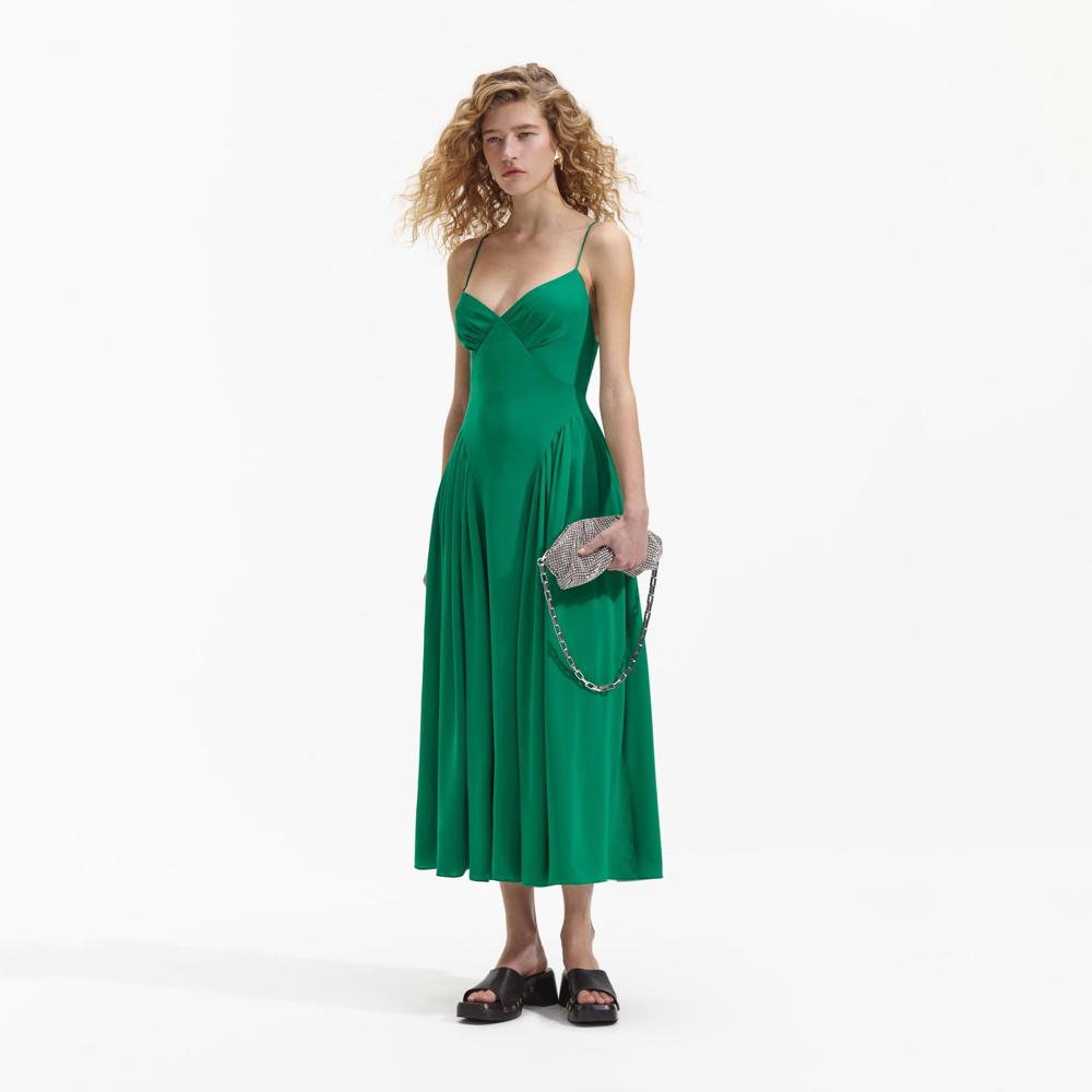 SELF PORTRAIT BLACK FRIDAY SALE Green Strappy Midi Dress