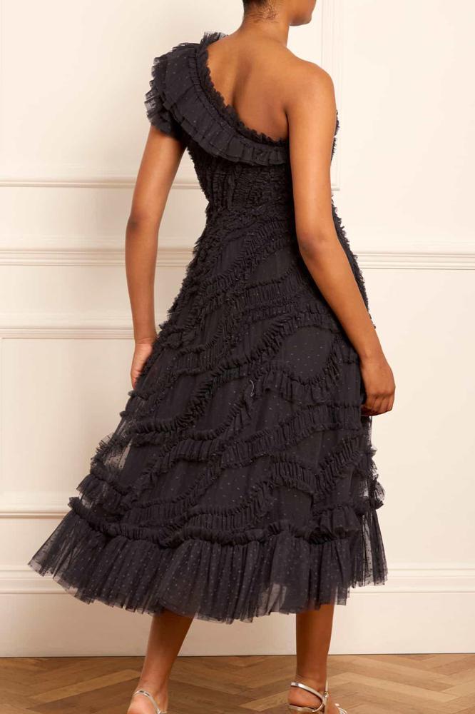 Needle & Thread CYBER SALE Aaliyah One-Shoulder Ballerina Dress - black