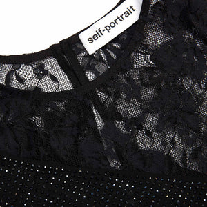 SP VIP PRICE Black Rhinestone Lace Sleeve Top