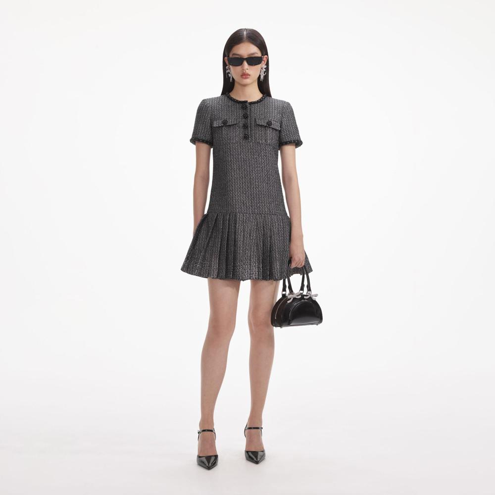 SELF PORTRAIT SS24 Metallic Boucle Mini Dress