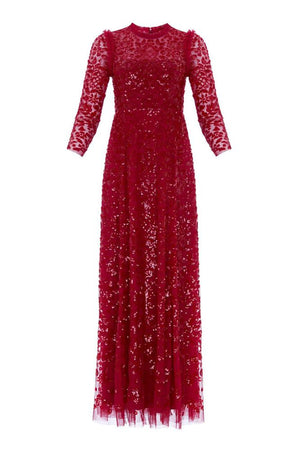 Needle & Thread CYBER SALE Aurelia Long Sleeve Gown - red