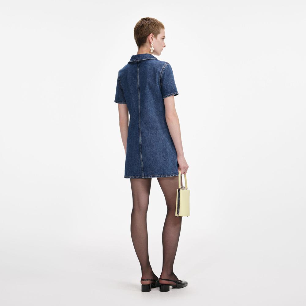SP VIP PRICE Denim Crystal Bow Mini Dress