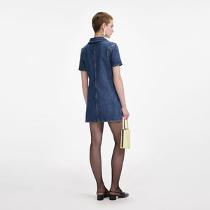 SP VIP PRICE Denim Crystal Bow Mini Dress