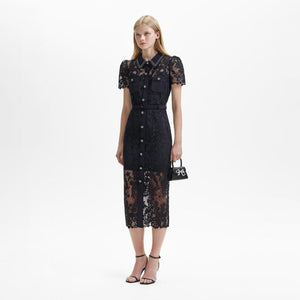 SELF PORTRAIT BLACK FRIDAY SALE Black Lace Button Front Midi Dress