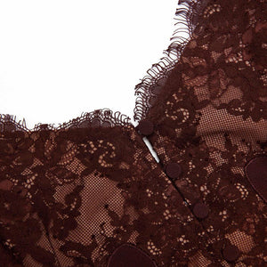 SP VIP PRICE Brown Lace Insert Midi Dress
