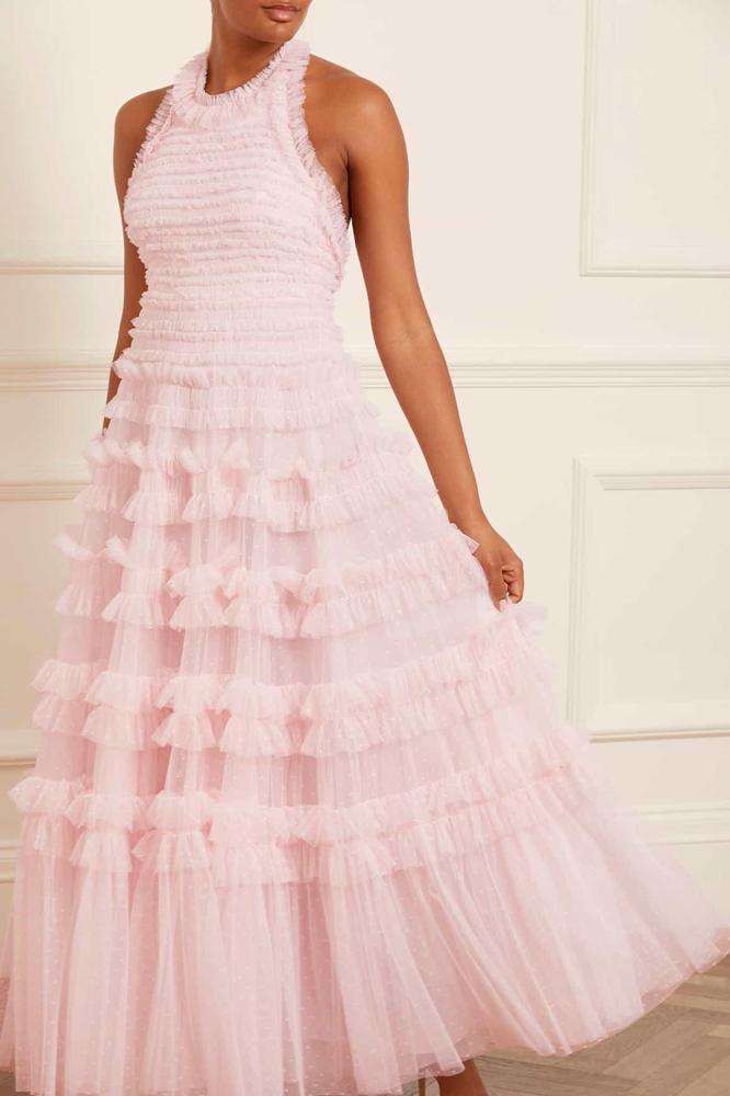 Needle & Thread CYBER SALE Lisette Ruffle Halter Neck Gown - pink