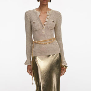 SP VIP PRICE Gold Lurex Ribbed Knit Top