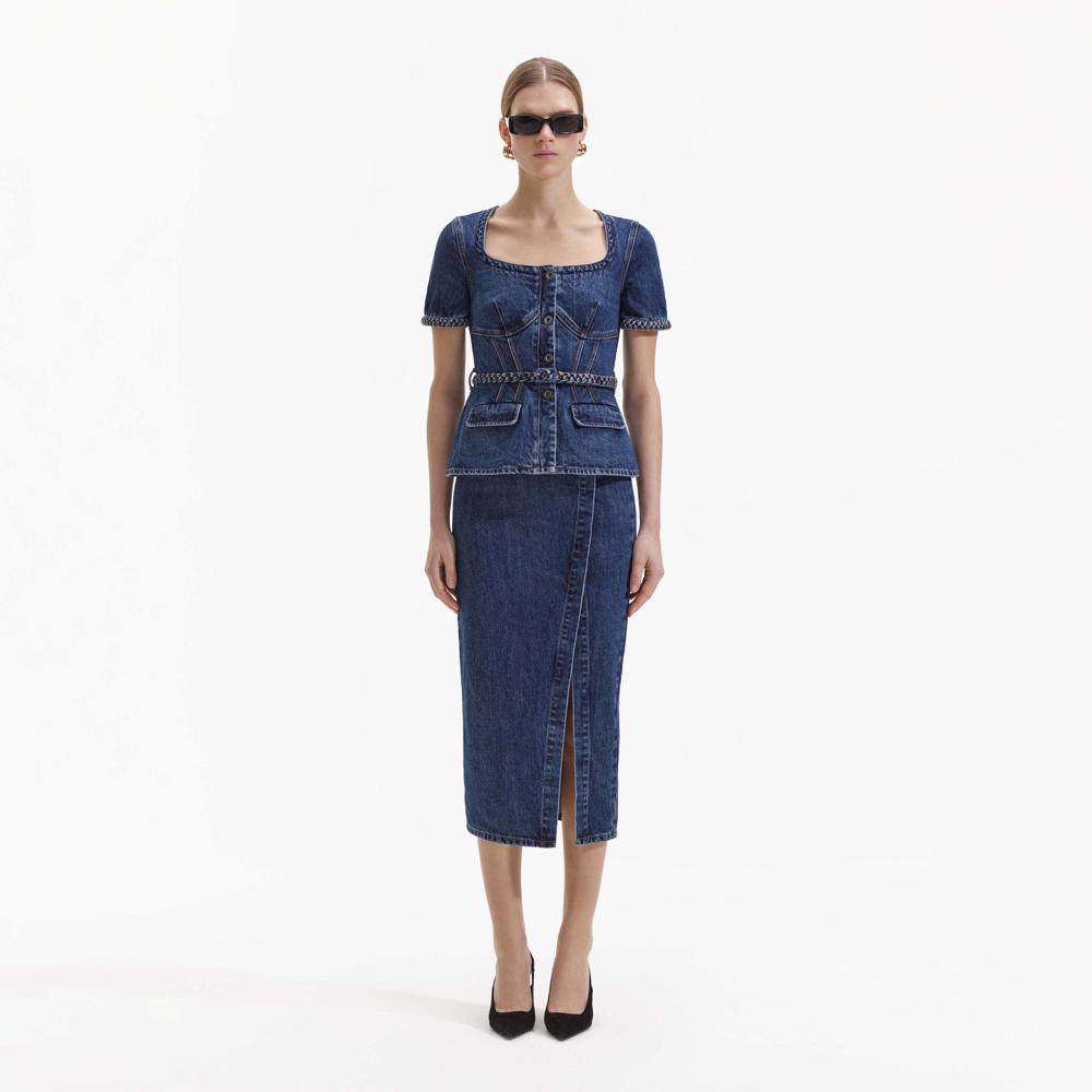 SELF PORTRAIT BLACK FRIDAY SALE Denim Midi Dress