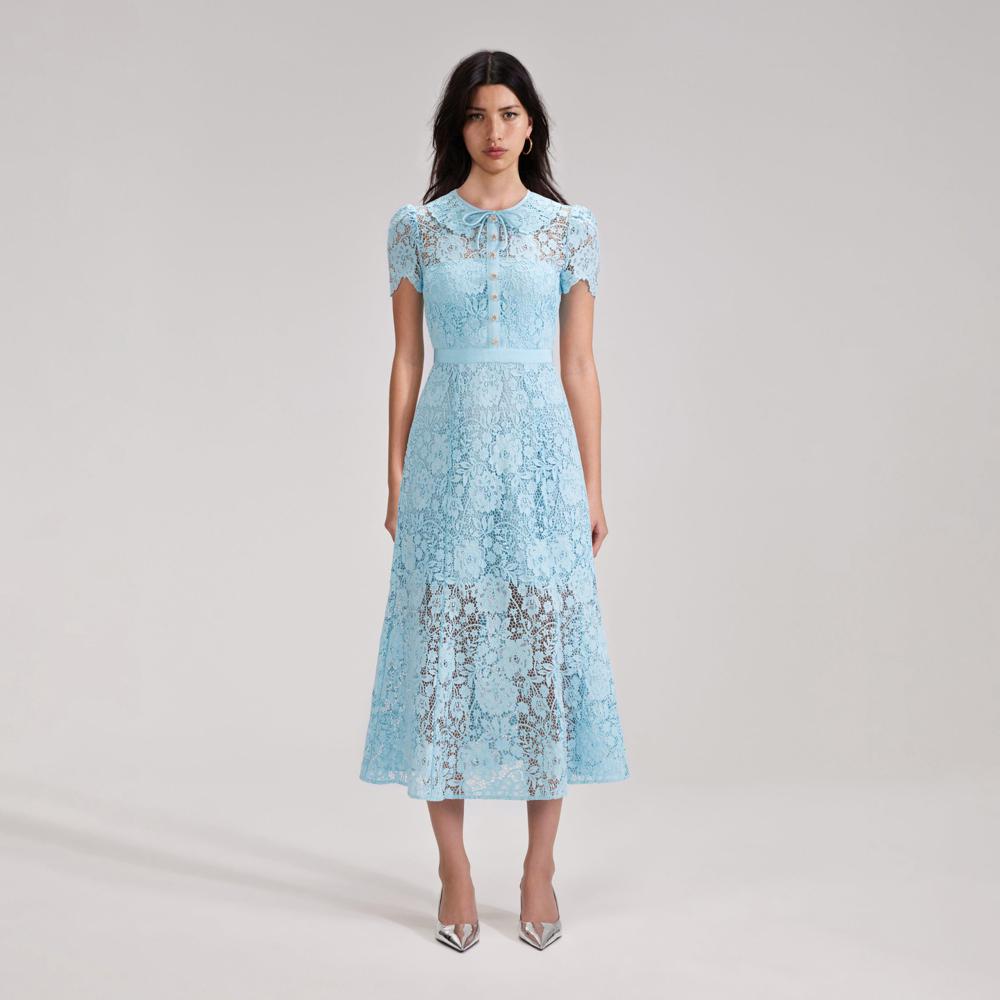 SELF PORTRAIT BLACK FRIDAY SALE Pale Blue Cord Lace Midi Dress